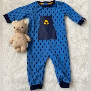 Deux par Deux Blue Bear Patterned Footie